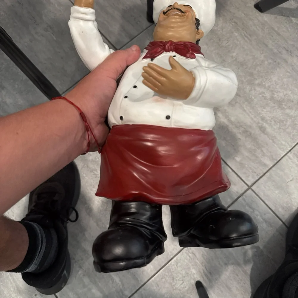 Italian Bistro Chef Figurine Statue Kitchen Restaurant Sign Holder Menu Board